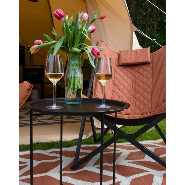 Bo-Camp Industrial Collection Harlem Side Table – Folding Metal Camping Side Table