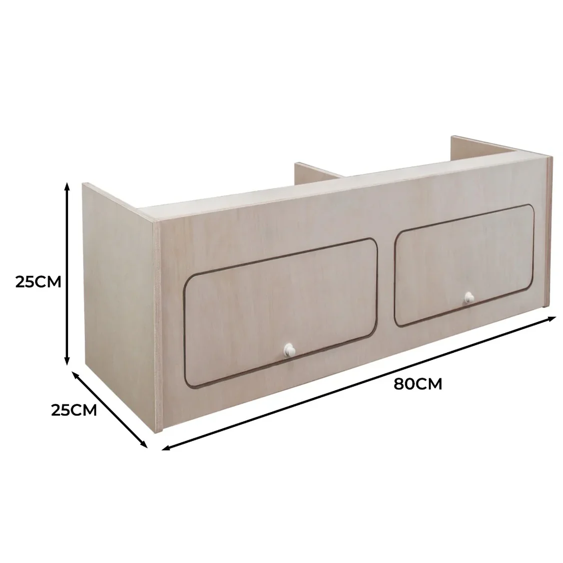 Overhead Camper Cabinet 80cm x 25cm x 25cm – Birch Plywood Storage Cupboard