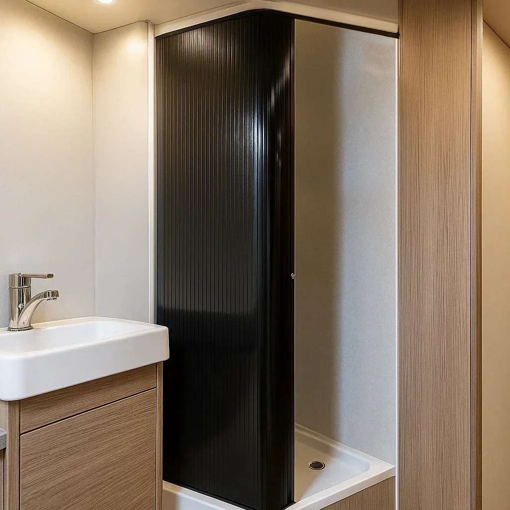 Tambour Shower Door Black