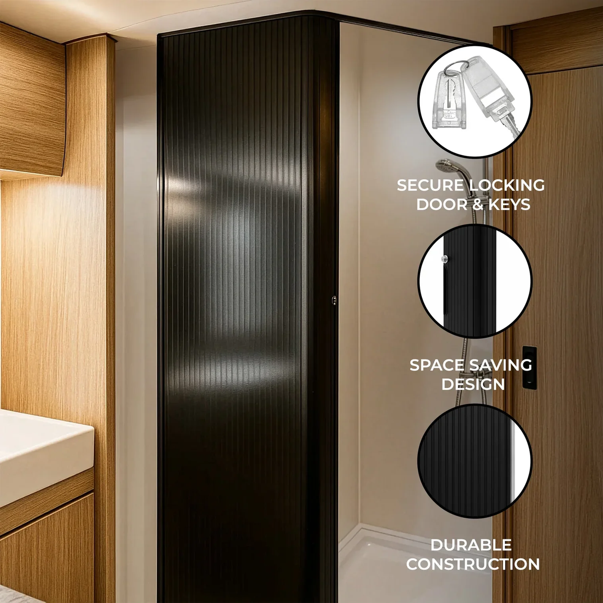 Tambour Shower Door Black