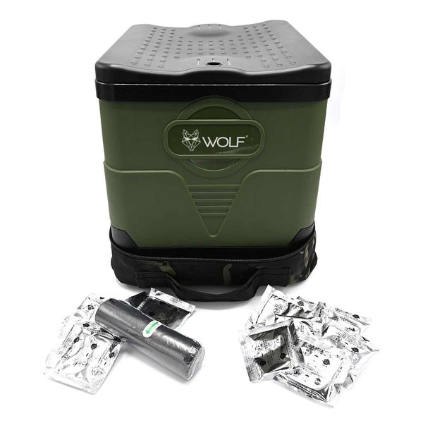 Wolf Outdoors Collapsible Toilet with Waste Bags & Odour Sachets