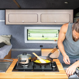 Overhead Camper Cabinet with Black Trim 120cm x 25cm x 25cm