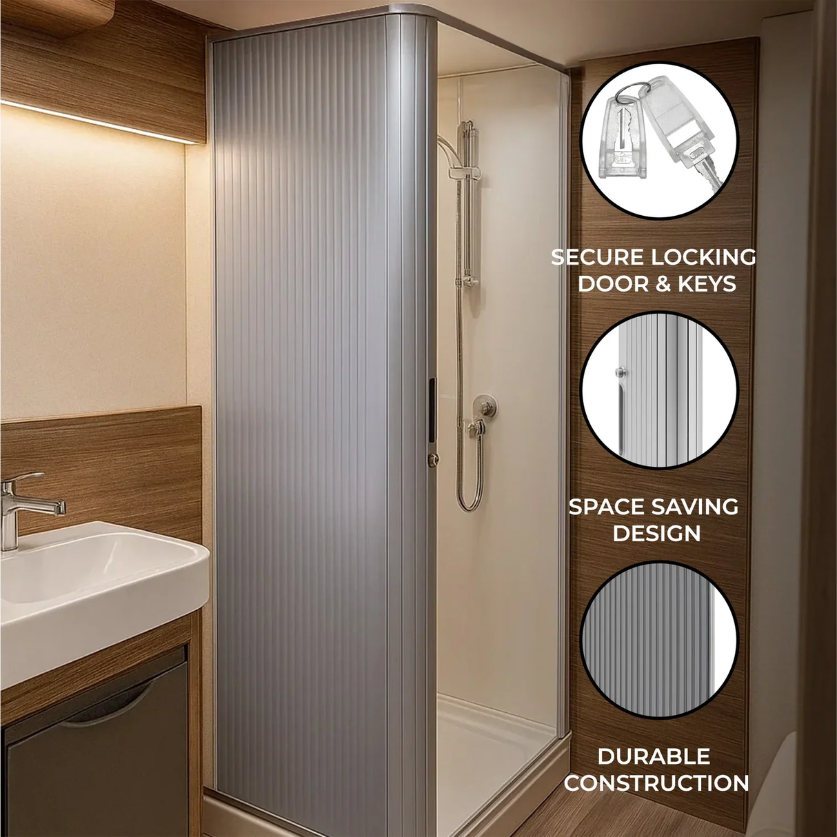Tambour Shower Door Silver