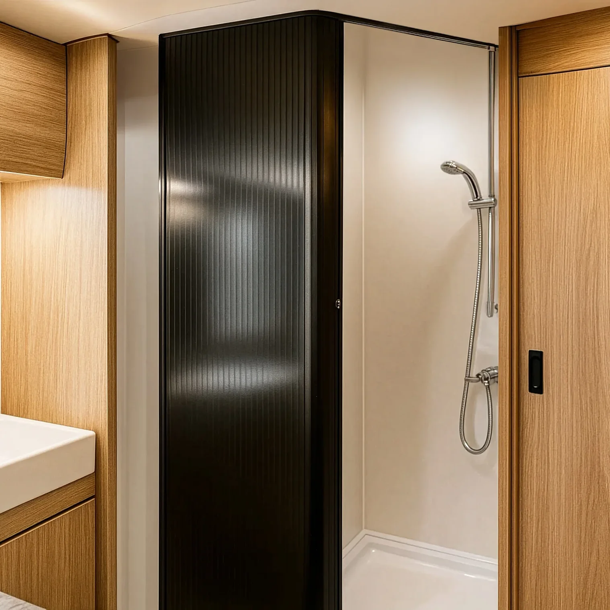 Tambour Shower Door Black
