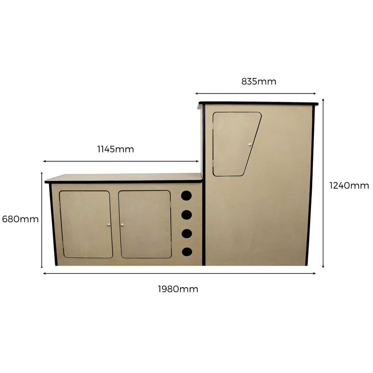 MDF Camper Van Kitchen Unit with Black 11sqm Black Van Lining & Glue