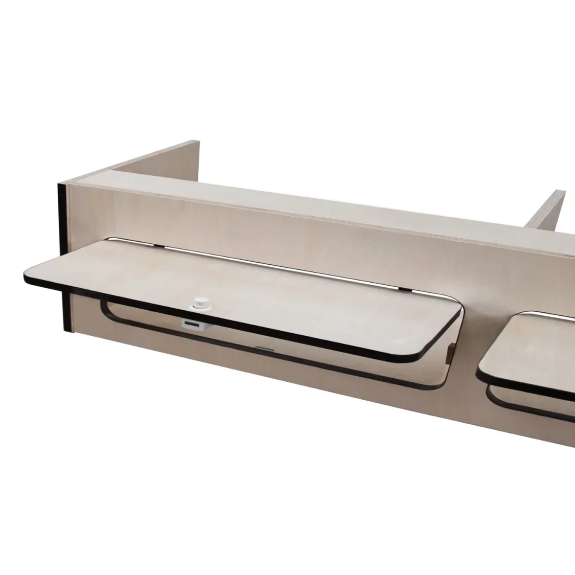 Overhead Camper Cabinet with Black Trim 120cm x 25cm x 25cm