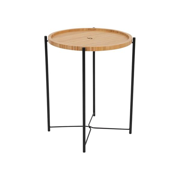 Bo-Camp Urban Collection Carnaby Bamboo Side Table – Folding Camping Table with Removable Tray